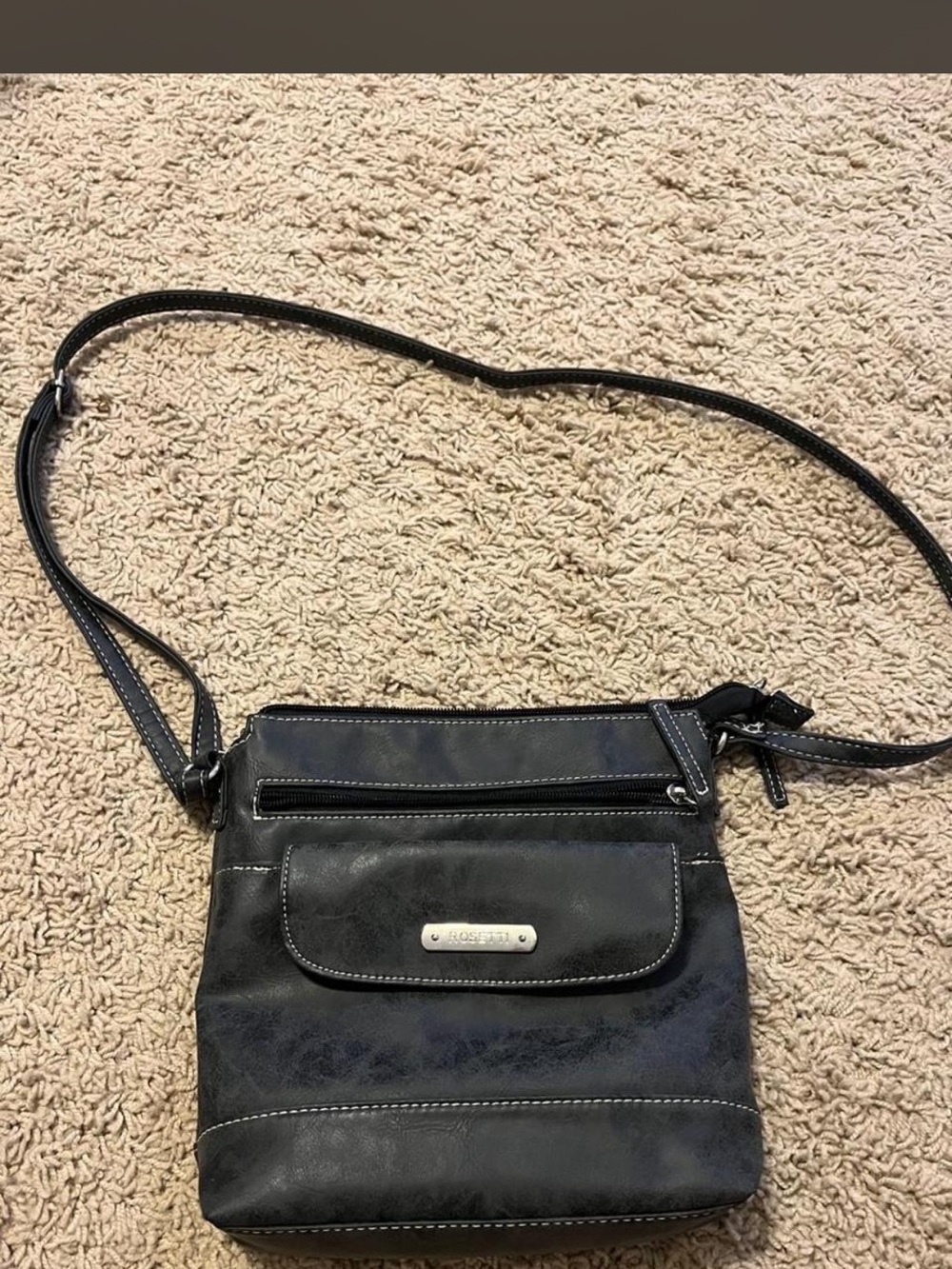 Rosetti Black Crossbody Bag with Front Flap Pocket